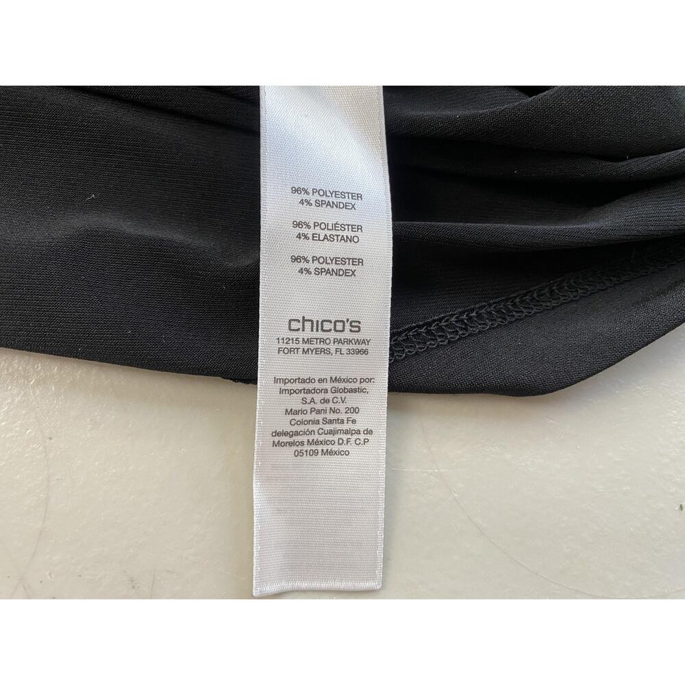 Chicos Maxi Dress 2 Large Black Sleeveless Zip Ruched Asymmetric Travel Knit NEW - Picture 10 of 11